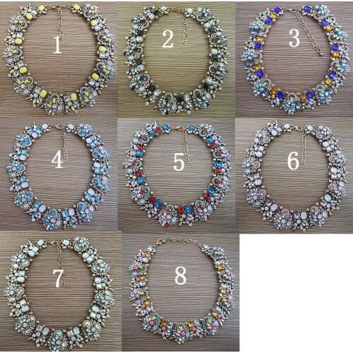 Fashion Crystal Rhinestone Large Collar Round Necklace Women Indian Statement Choker Necklace Jewelry Big Bib Necklaces Female