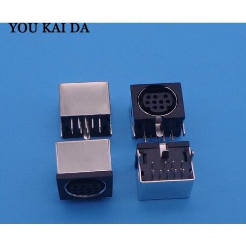10pcs/lot MD Housing Female DIN 9 Mini Pin S-video Adapter Socket Mini DIN Port Connector 9P 9 Pin DC jack