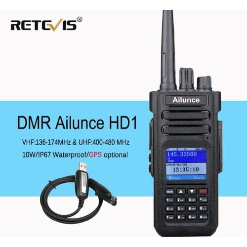 DMR Radio RETEVIS Ailunce HD1 Ham Radio Digital Walkie Talkie Waterproof GPS VFO FM 10W VHF UHF Dual Band DMR Radio Communicator