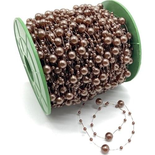 5Yards 3+8mm Fishing Line Artificial Pearls Flower Beads Chain Garland Flowers Wedding Party Decoration Diy Accessories #S10s05