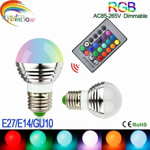 Lowest price E27 E14 GU10 LED RGB Bulb lamp AC110V 220V 5W LED RGB Spotlight RGB lighting+IR Remote Control 16 colors