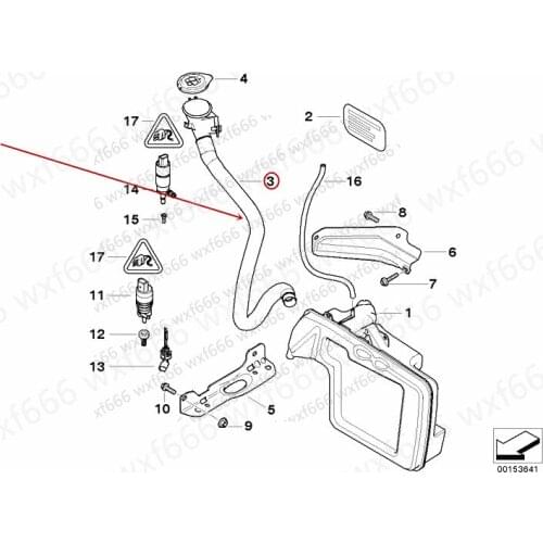 Watering can tube Headlight wiper hose Suitable for 5 Series 528b mw530 Filler joint Watering can and water pipe Filling tube
