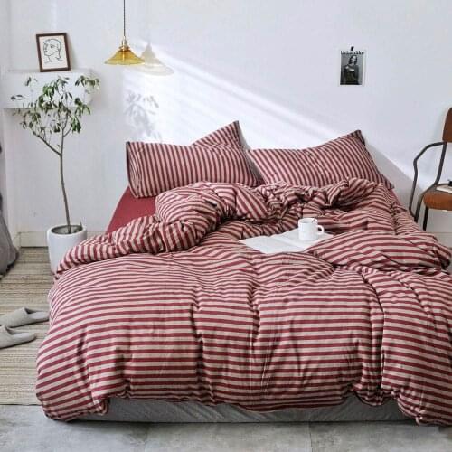 Svetanya Wine Red Grey Stripes Bedlinens Ru Europe Queen Size Knitted Cotton Soft Warm Fitted Sheet Bedding Duvet Cover Set