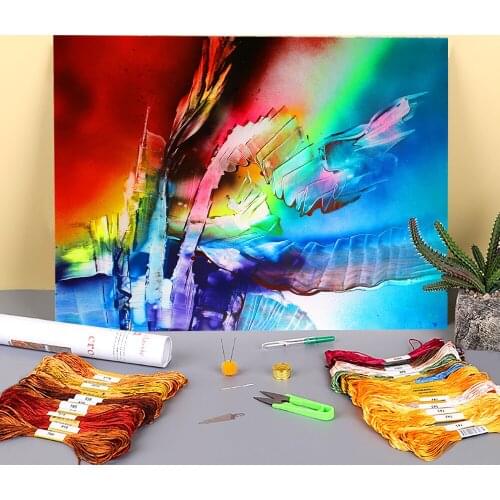 Landscape Morning Motive Printed Fabric 11CT Cross-Stitch Patterns DIY Embroidery DMC Threads Craft Hobby Painting Mulina