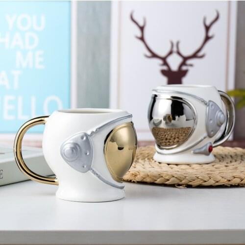 Creative Astronaut Space Helmet Ceramics Handel Coffee Large Volume Mug 550ml Office Tea Milk Cup Color Box For Gifts