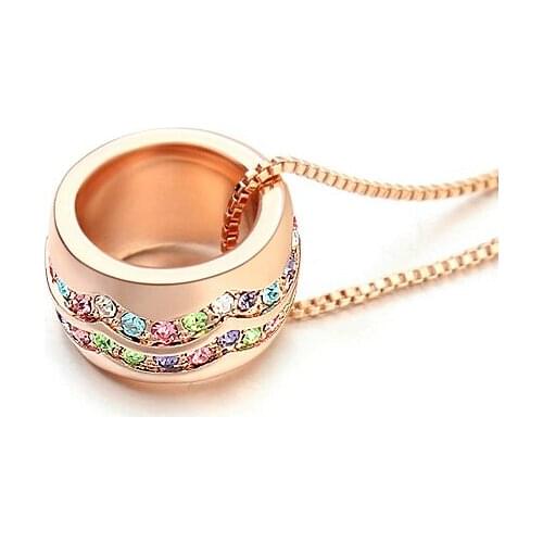 Unique New Gold Color Slide Beads Pendant Necklace Made With Austria crystals For Gift Party Bohemia Jewelry