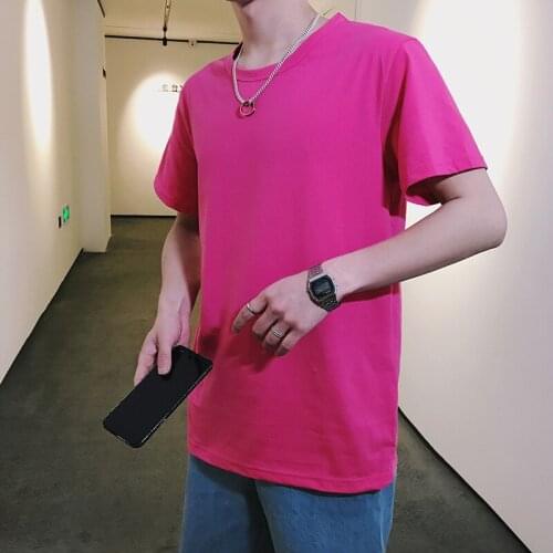 Hip Hop Tees O-Neck Cotton White t Shirt Men Solid Harajuku Streetwear T-Shirt 2021 Summer Mens Casual Loose t Shirts