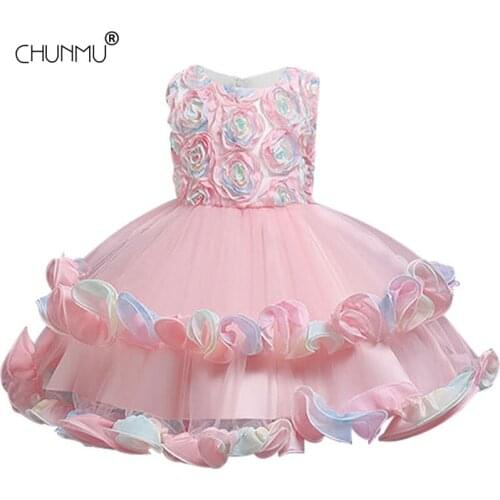 Girl Birthday Party Dress Flower Girls Dresses For Wedding Gown Sleevelesss Lace Petal Formal Kids Dresses Girls Teen Clothes