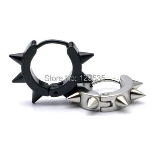 7 9mm Inside diameter Drop Earrings six small Spike Cone Tip titanium steel Punk Men ear buckle earrings No fade