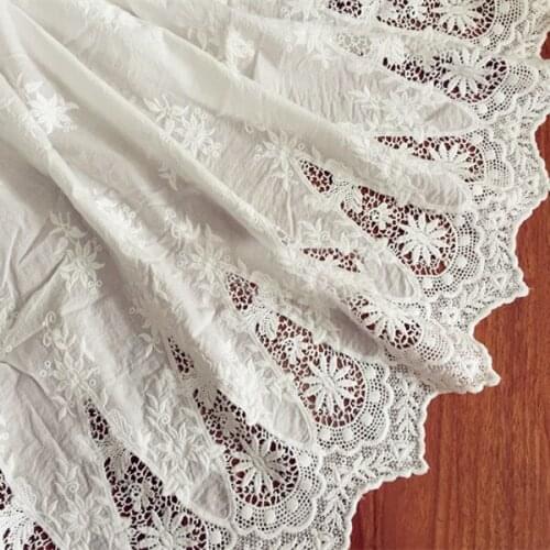 1 yard width 125cm 49.21" ivory cotton fabric embroidered lace fabric for clothes Dress Skirt L4K773