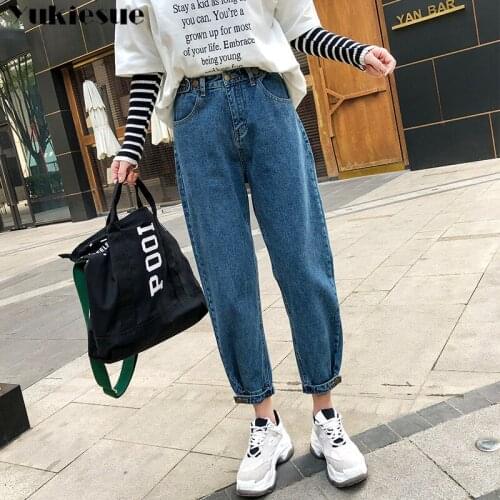 Jean woman mom jeans pants boyfriend jeans for women with high waist loose push up large size ladies jeans denim woman 2019