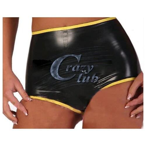 Latex Boyshort Women SEXY Latex Underwear With Trims Women High Waist Fetish Under Pants Shorts Erotic Sexy Lingerie Teddy