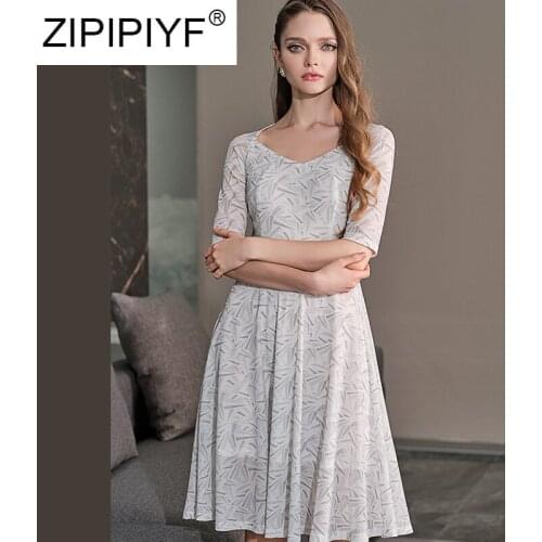 2020 Summer New Fashion Women Wear Elegant Dress Square Collar Half Sleeves Floral Dress C178