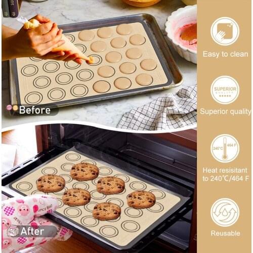 1/2Pcs Non-Stick Macaroon Baking Mat Heat-Resistant Silicone Baking Pad Liner Cake Pizza Cookie Pastry Oven Sheet Tray Bake Pans