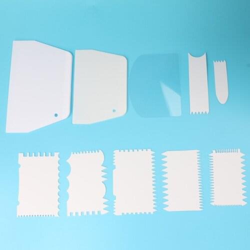 1set/10pcs Cream Butter Scraper Cutter Plastic Home Kitchen Baking Cake Chocolate Fondant Cake Decoration Tools White