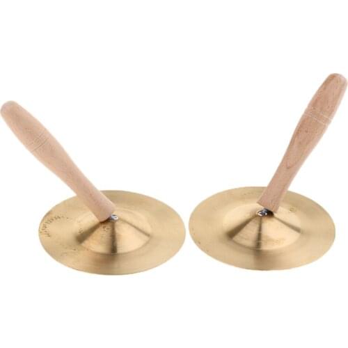 1 Pair Copper Cymbals Handle Drum Percussion Toy For Kids Musical Education