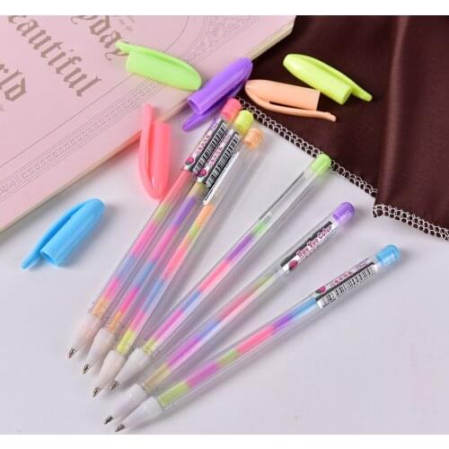 1 pc Rainbow Multiple Colors Marker Highlighter Writing Pen Stationery School Office Kid gift papelaria Fluorescent pen