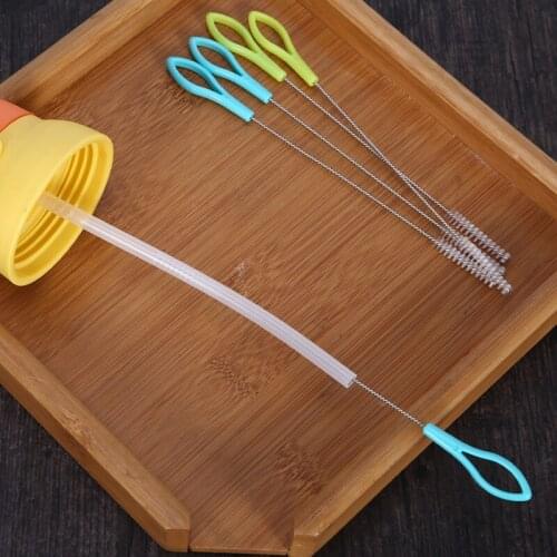 10PCS Straw Brush stainless steel spiral soft hair baby bottle decontamination Home accessories long handle nylon cleaning brush