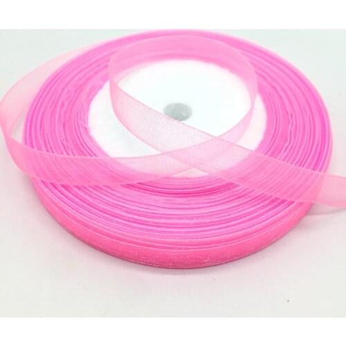 A roll 50 Yards 3/8" 10mm Ribbon Wedding Party Decoration Organza Ribbon Gift Wrapping Hair Bows DIY Christmas Ribbon #Pink