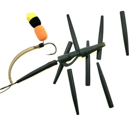 8pcs Tungsten Anti Tangle Sleeves Quick Change Sinker For Carp Fishing Black Color Long Short Aligners Hook Link Sinkers