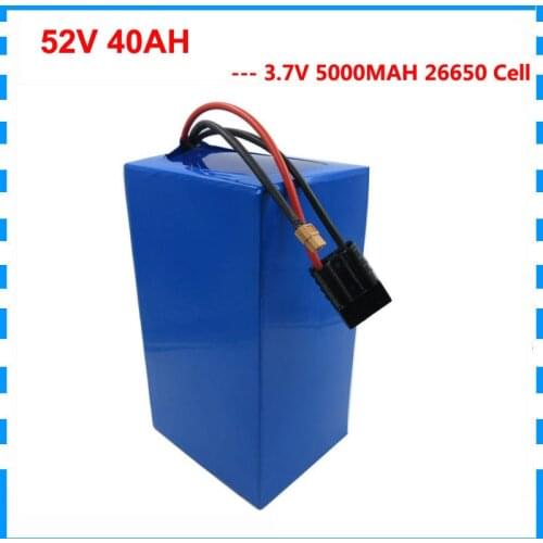 2000W 52V 40AH Lithium battery 52V 30AH 35AH Electric bike battery 5000MAH 26650 cell 50A BMS 58.8V 5A Charger Free customs duty