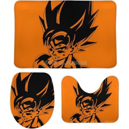 Anime Son SSJ 3pcs Bathroom Mats Set Bath Mat Bathroom Doormats Rugs Wc Carpet for Home Toilet Decor Dbz Z Dbs Anime Super Supe