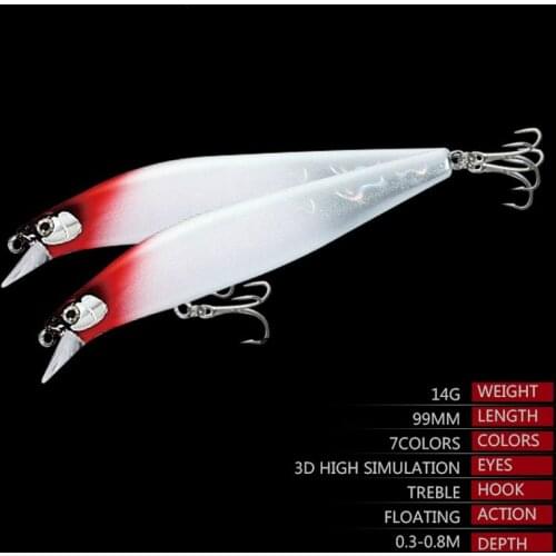 1PCS Minnow Fishing Lure Laser Hard Artificial Bait 3D Eyes 99mm 14g Fishing Wobblers AR-C Long Casting Crankbait Minnows