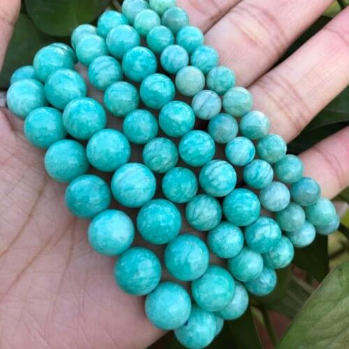 Natural Green Amazonite Bracelet Round Beads Crystal Healing Stone Round Beads Crystal Quartz Healing Stone Women Jewelry Gift