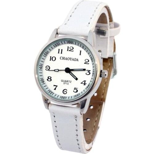 Chaoyada child Watches Girl Leather Strap Learn Time Kids Watch Students Quartz Wristwatch Casual Fashion Childrens Gifts