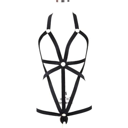 Bondage Black Adjustable Body Harness Bra Costume For Woman Panties Burlesque Cage Bra Garter Belt Black Lingerie Christmas gift