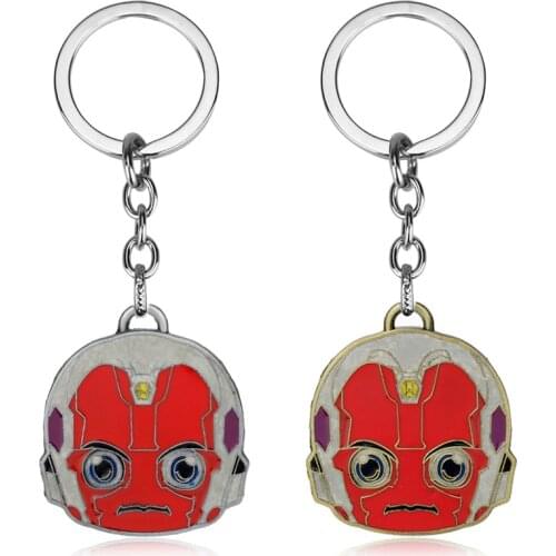 Disney New Keychain Marvel Legends Avengers Film Around Ultron Visionq Edition Head Cartoon Key Chain Pendant Small Gift Keyring