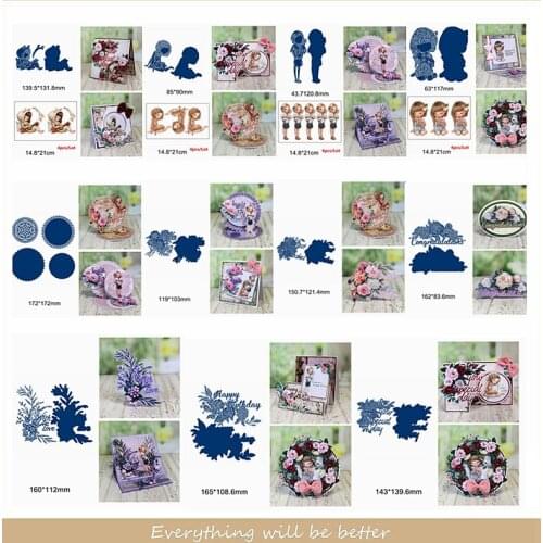 Gilrs Cartoon Mix Flower Round Letter Words Metal Cutting Dies Combine Match Paper Jam Cardboard Make Cards Scrapbook Craft Hot