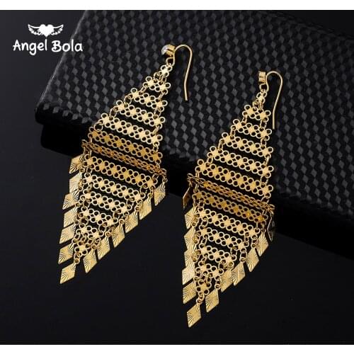 Ethiopian Gold Drop Earrings for Women Gold Color Muslim Islamic Earrings Middle Eastern Fashion Allah Turkish Jewelry