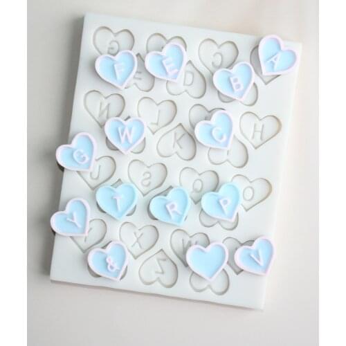 Heart Shape Letters Silicone Mold Fondant Cake Decorating Mould Sugarcraft Chocolate Baking Tool Kitchenware For Cakes Gumpaste