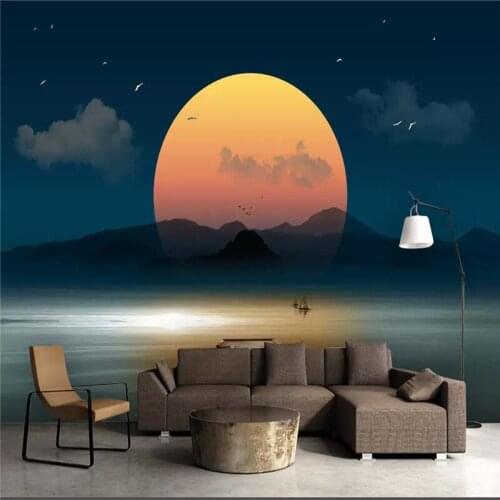 Customized 3d wallpaper ink artistic landscape painting sofa living room TV family art background wall silk waterproof material