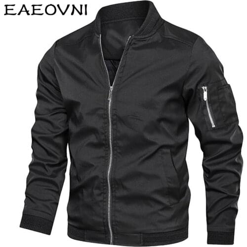 EAEOVNI Autumn New Mens Bomber Zipper Jacket Plus Size Male Casual Spring Streetwear Hip Hop Slim Fit Pilot Coat Men Clothing