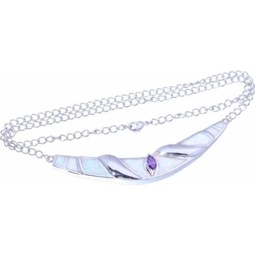 HOT SELL New Stylish Simple Cute Moon White Imitation Opal Pendant Necklace Women Wedding Birthday Party Jewelry Gifts