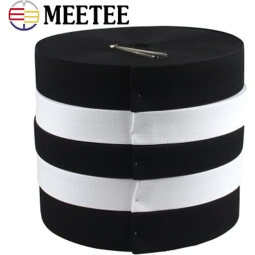Meetee 0.8-5cm Thicken Black White Elastic Ribbon Rubber Band DIY Sewing Pants Waist Elastic Straps Clothing Accessories C6-13