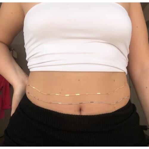 Fashion Simple Gold Silver Color Thin Chain Ladies Sexy Belly Waist Chain Boho Trendy Metal Waist Chain Beach Jewelry For Women