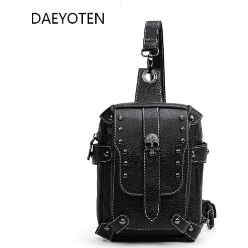 DAEYOTEN Steampunk Chest Bag Motorcycle Skull Fashion Rivet Crossbody Bags for Women 2020 Purses and Handbags Sac A Main Femme