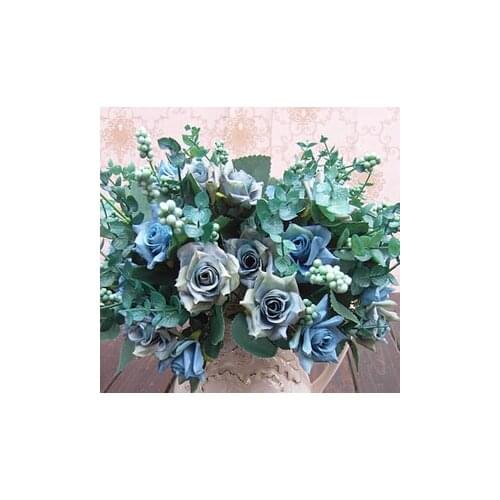 New Arrive Elegant Oil Painting Style Artificial Rose Silk Flowers 10 Flower Head Floral Wedding Garden Decor DIY Decoration