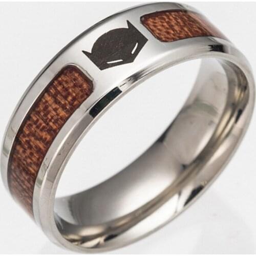 New Nordic Vikings Runes Amulet Ring Men Stainless Steel Mosaic Wood Semi-circle Rings For Girl Women Couple In Engagement Party