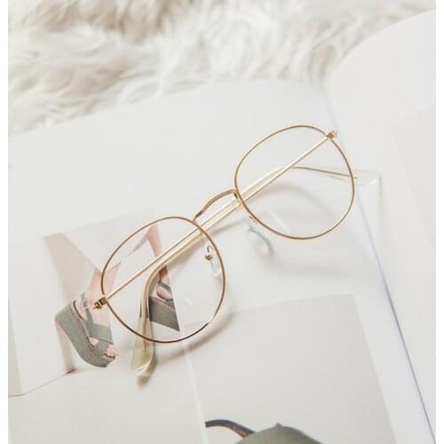 Retro Designer Metal Zero Diopter Eyewear Upscale Round Glasses Frame Optical Plain Myopia Frame