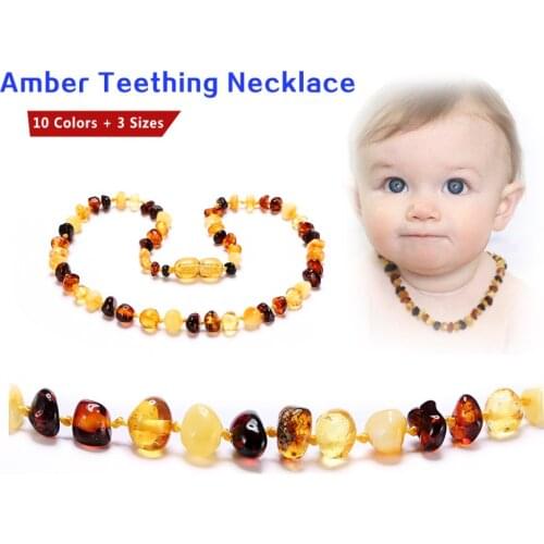 Amber Teething Necklace for Baby - No invoice, no price, no logo - 7 Sizes - 10 Colors - Ship from CN