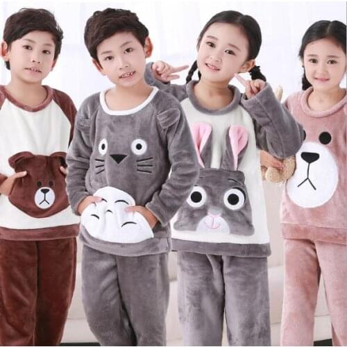 Winter Children Fleece Pajamas Warm Flannel Sleepwear Girls Loungewear Coral Fleece Kids pijamas Homewear Boys Pyjama