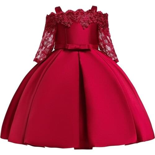 Toddler Dresses for Girls elegant off-shoulder princess Girl Lace Dress for Wedding Birthday Party stage performance Costume