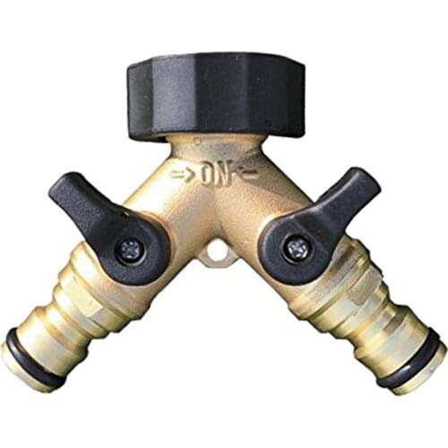 All-copper Y-type two-way ball valve manifold with three fast connection European standard high-pressure water pipe valve joints