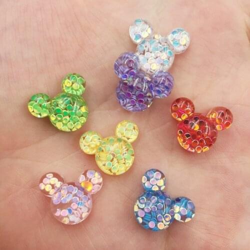 Colorful Shiny 20Pcs Mix Resin Glitter Mouse Flatback Rhinestone for Clothing Accessories DIY Scrapbook Jewelry Crafts OF912