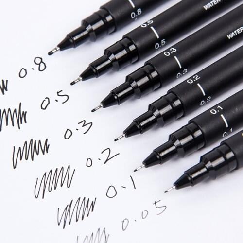 1pc 0.05-0.8mm Black Gel Ink Pen Comic Hook Line Pen Drawing Writing Tool Business Signature School Office Supplies Stationery