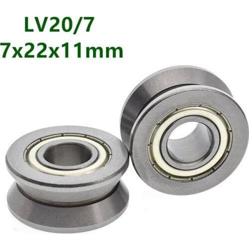 10pcs-100pcs LV20/7 LV20/7ZZ V groove ball bearing Traces walking guide rail bearings 7*22*11mm pulley roller wheel bearing